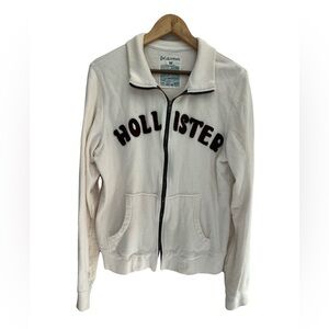 Hollister Zip-Up Sweater Off-White Cream Y2K Jacket Size Medium Men’s
